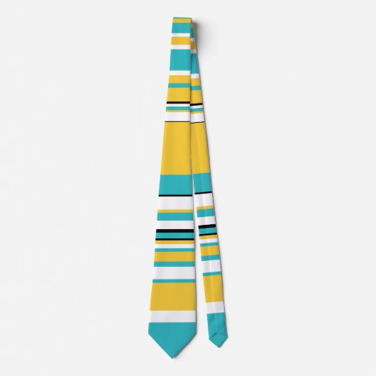Cravate Tailles complexes - Turquoise et Jaune (Devant)