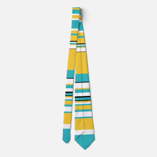 Cravate Tailles complexes - Turquoise et Jaune (Dos)
