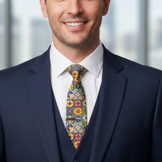 Cravate Talavera Espagnol Mexique Carreaux colorés