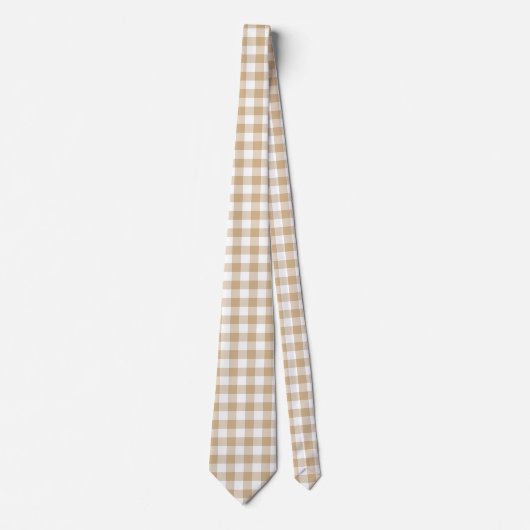 Cravate Tan Beige Plaid Gingham Neck Tie (Devant)