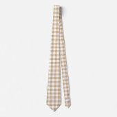 Cravate Tan Beige White Gingham Plaid Neck Tie (Devant)
