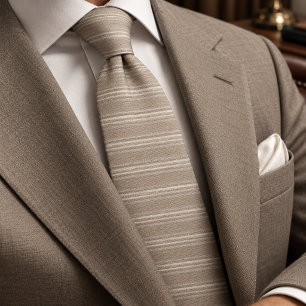 Cravate Tan Classique Terreux et Micro Rayure Ivoire