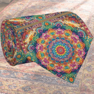 Cravate Tapis Indien de Luxe Designer Faux Col de Soie