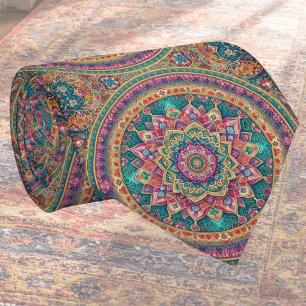 Cravate Tapis Indien de Luxe Designer Faux Col de Soie