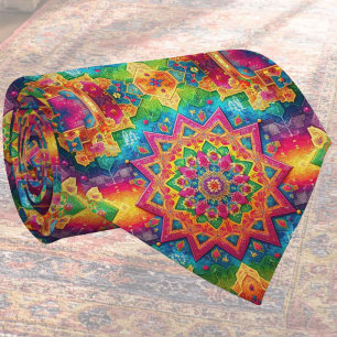 Cravate Tapis Indien de Luxe Designer Faux Col de Soie