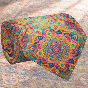 Cravate Tapis Indien de Luxe Designer Faux Col de Soie