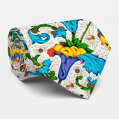 CRAVATE TAPIS SERIES BLEU FLEURS RENAISSANCE FLORENTINE (Roulé)