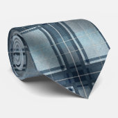 Cravate Tartan à carreaux gris-bleu (Roulé)