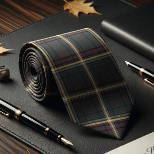 Cravate Tartan à carreaux gris et vert