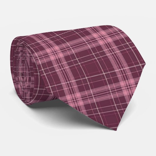 Cravate Tartan à carreaux rouge canneberge profond (Roulé)
