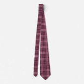 Cravate Tartan à carreaux rouge canneberge profond (Dos)