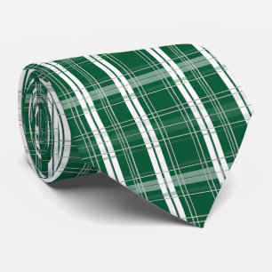 Cravate Tartan à carreaux vert et blanc classique