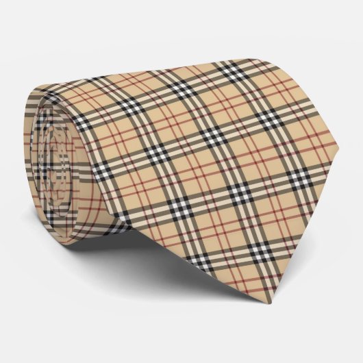 Cravate Tartan beige (Roulé)