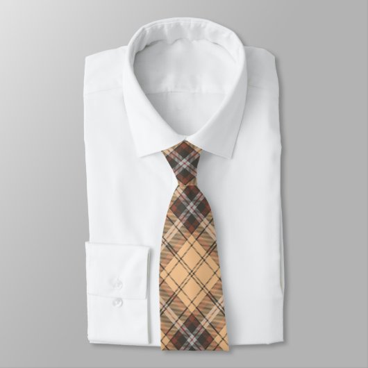 Cravate Tartan beige et Brown (Attaché)