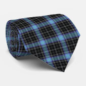 Cravate Tartan bleu clair gris noir (Roulé)