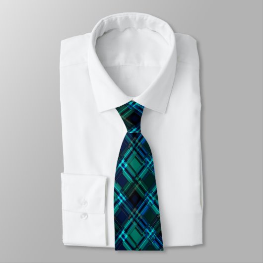 Cravate Tartan bleu royal et vert (Attaché)