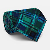 Cravate Tartan bleu royal et vert (Roulé)