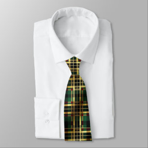 Cravate Tartan Carreauté Vert et Or