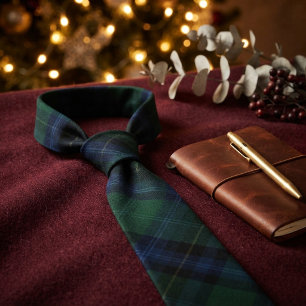 Cravate Tartan classique du clan Douglas vert bleu marine