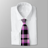 Cravate Tartan classique rose chaud En vichy noir (Attaché)