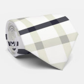 Cravate Tartan crème en gris et noir (Roulé)