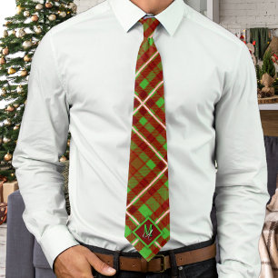 Cravate Tartan de Noël Luxueux Monogramme Personnalisé