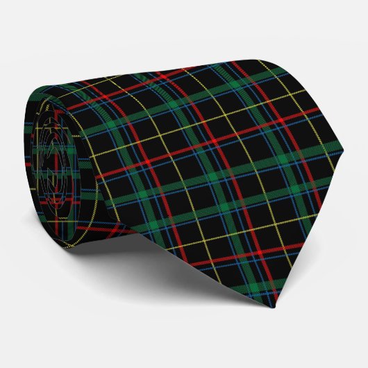 Cravate Tartan de Noël Vert Noir Rouge  (Roulé)