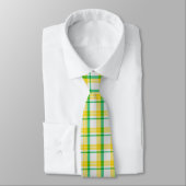 Cravate Tartan d'impression en Motif vert jaune (Attaché)