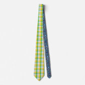 Cravate Tartan d'impression en Motif vert jaune (Devant)