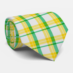 Cravate Tartan d'impression en Motif vert jaune