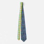 Cravate Tartan d'impression en Motif vert jaune (Dos)