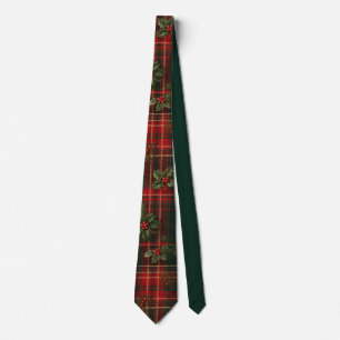 Cravate Tartan écossais classique à carreaux & Noël au hou