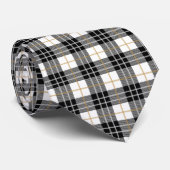 Cravate Tartan écossais noir et or (Roulé)
