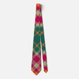 Cravate Tartan écossais vert rouge jaune à carreaux