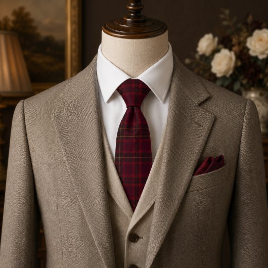 Cravate Tartan élégant bordeaux
