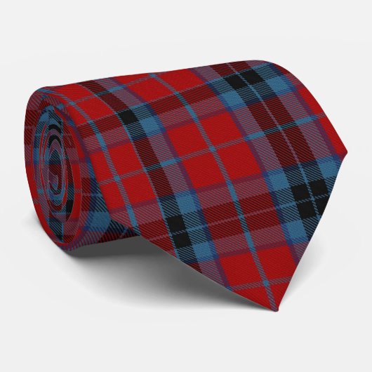 Cravate Tartan MacTavish rouge et bleu plaid (Roulé)