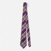 Cravate Tartan mauve, or et bleu (Devant)