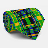 Cravate Tartan Motif Plaid Check vert orange noir (Roulé)