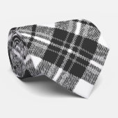 Cravate Tartan motif vacances Noël noir blanc (Roulé)
