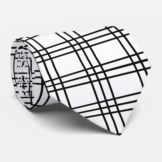 Cravate Tartan noir et blanc (Roulé)