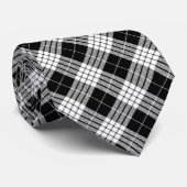 Cravate Tartan noir et blanc Chic Motif élégant (Roulé)