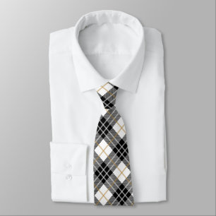 Cravate Tartan noir et or