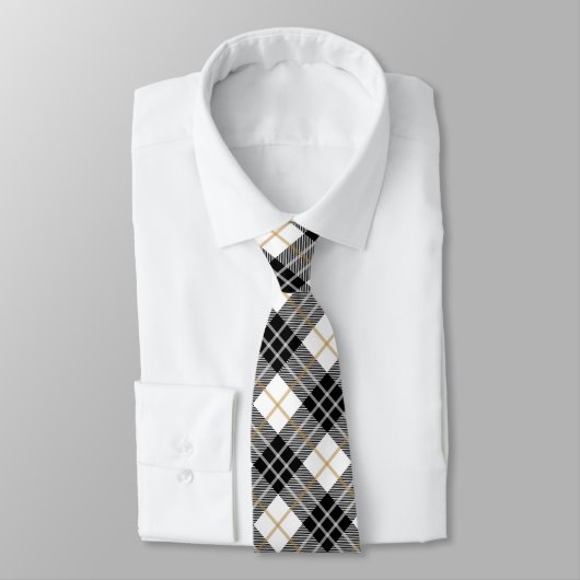 Cravate Tartan noir et or (Attaché)