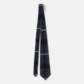 Cravate Tartan noir gris, blanc et minuit (Dos)