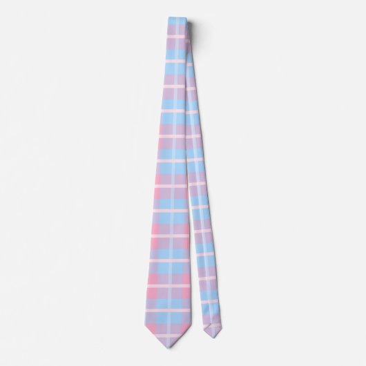 Cravate Tartan Plaid En vichy Pink Et Bleu Mega Motif (Devant)