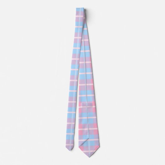 Cravate Tartan Plaid En vichy Pink Et Bleu Mega Motif (Dos)
