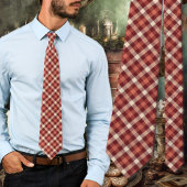 Cravate Tartan Plaid Maroon and Cream Design