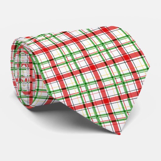 Cravate Tartan plat de Noël - Blanc (Roulé)