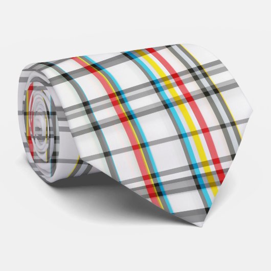Cravate Tartan Rouge Blanc Bleu (Roulé)
