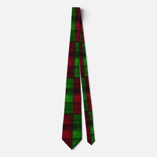 Cravate Tartan rouge et vert de Noël. (Devant)